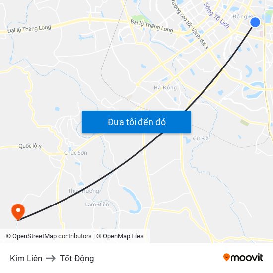 Kim Liên to Tốt Động map