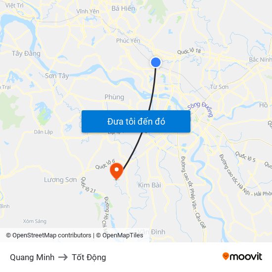 Quang Minh to Tốt Động map