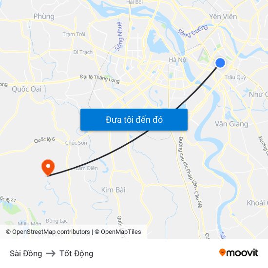 Sài Đồng to Tốt Động map