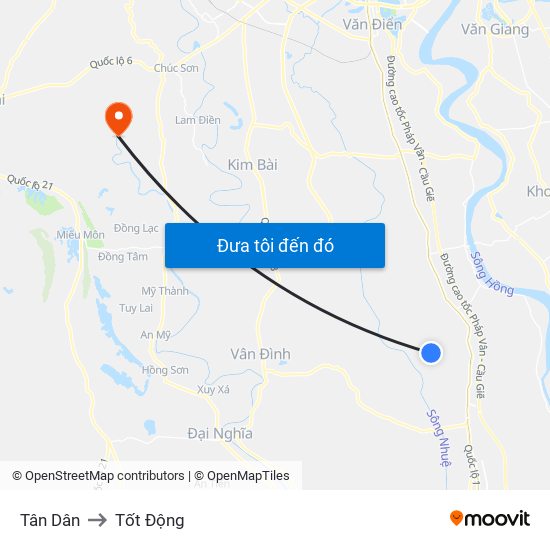 Tân Dân to Tốt Động map