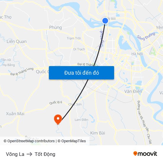 Võng La to Tốt Động map