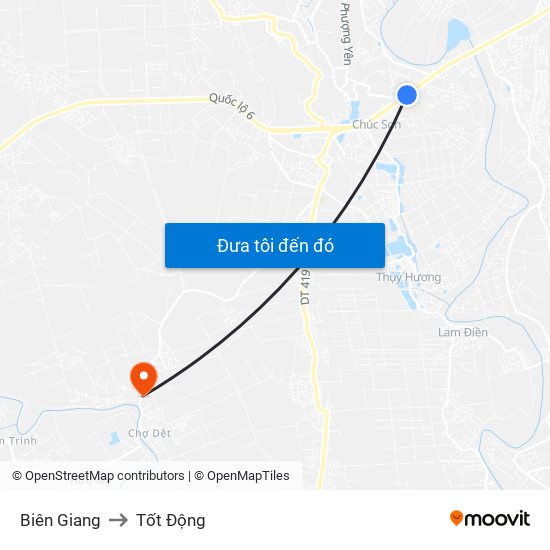 Biên Giang to Tốt Động map