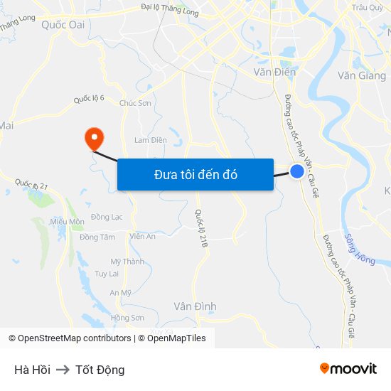 Hà Hồi to Tốt Động map