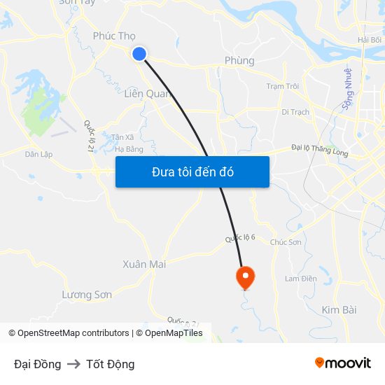 Đại Đồng to Tốt Động map