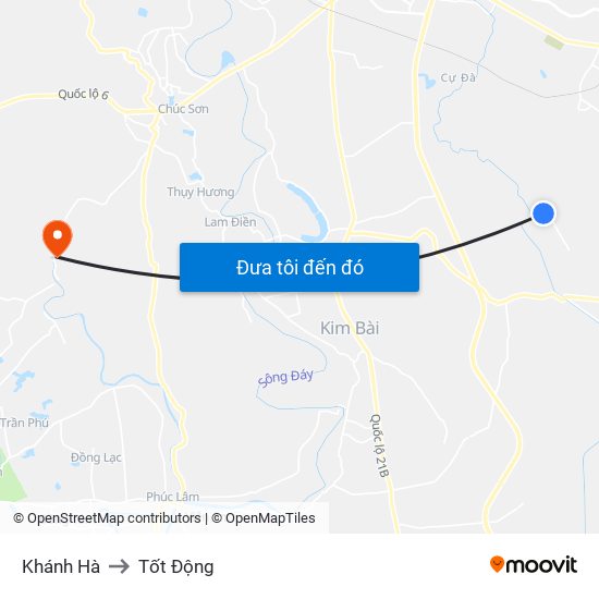 Khánh Hà to Tốt Động map