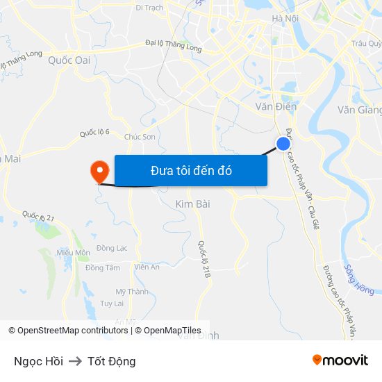 Ngọc Hồi to Tốt Động map