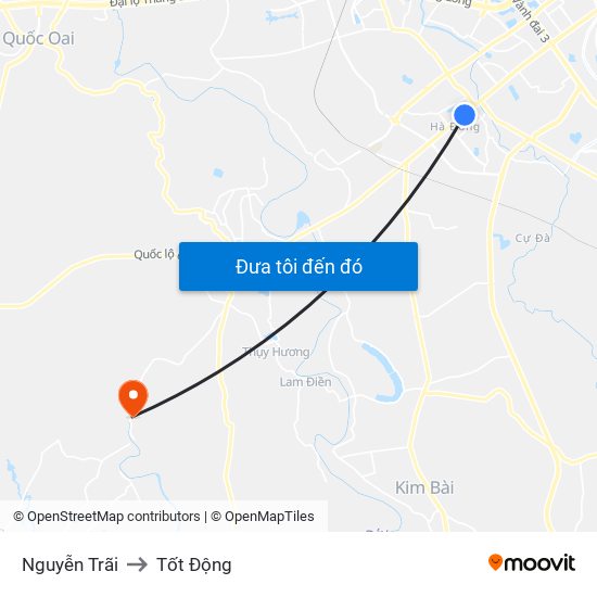 Nguyễn Trãi to Tốt Động map