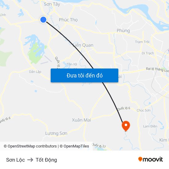 Sơn Lộc to Tốt Động map