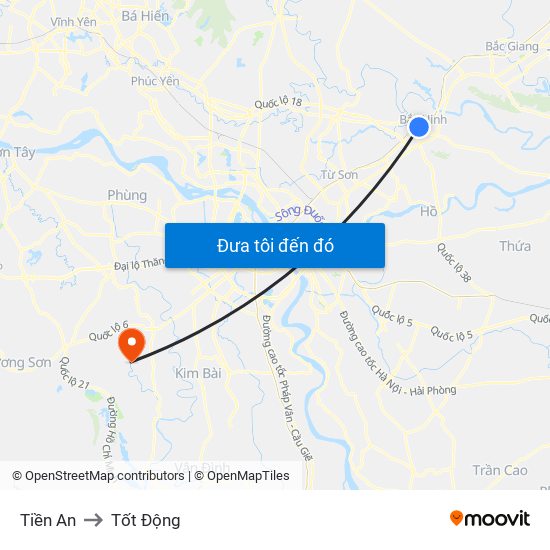 Tiền An to Tốt Động map