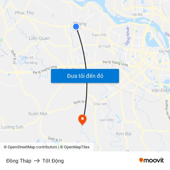 Đồng Tháp to Tốt Động map