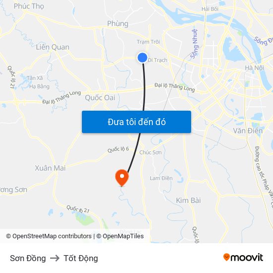Sơn Đồng to Tốt Động map