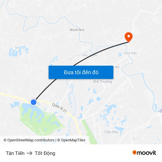 Tân Tiến to Tốt Động map