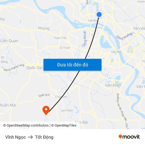 Vĩnh Ngọc to Tốt Động map