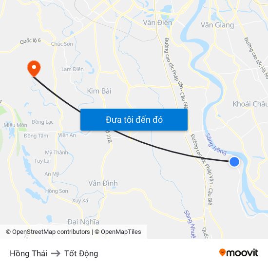 Hồng Thái to Tốt Động map