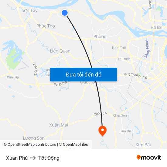 Xuân Phú to Tốt Động map