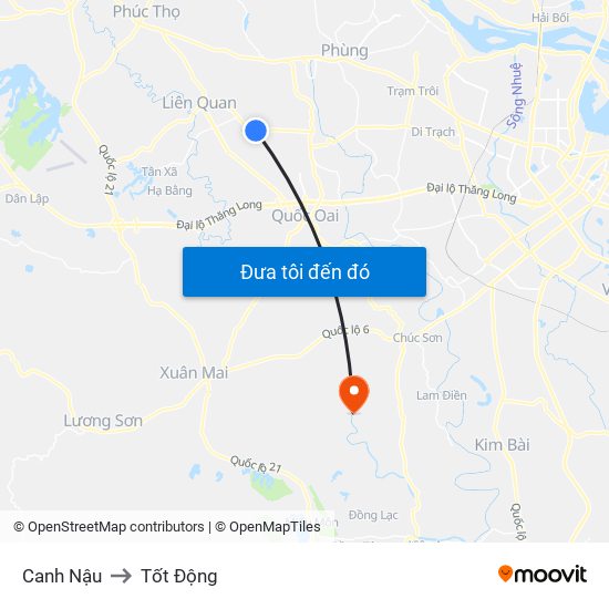 Canh Nậu to Tốt Động map