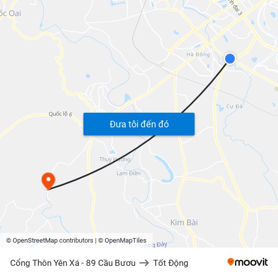 Cổng Thôn Yên Xá - 89 Cầu Bươu to Tốt Động map