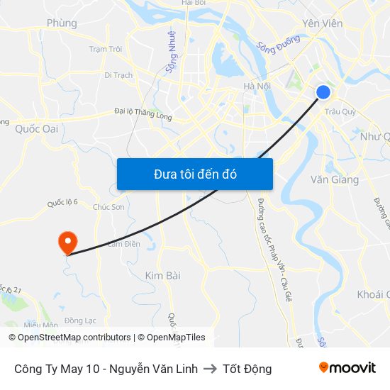 Công Ty May 10 - Nguyễn Văn Linh to Tốt Động map