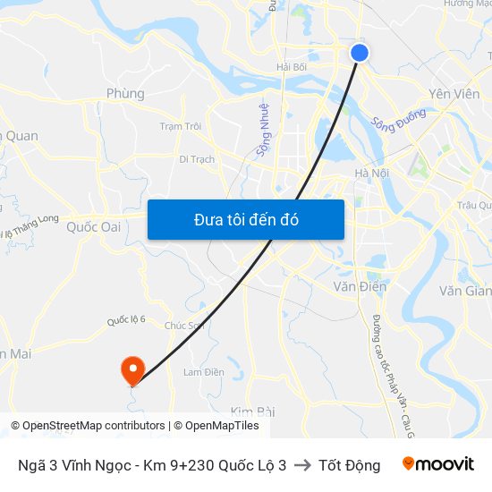 Ngã 3 Vĩnh Ngọc - Km 9+230 Quốc Lộ 3 to Tốt Động map