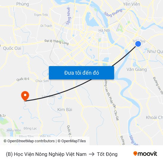 (B) Học Viện Nông Nghiệp Việt Nam to Tốt Động map