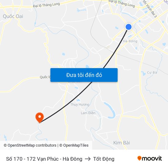 Số 170 - 172 Vạn Phúc - Hà Đông to Tốt Động map