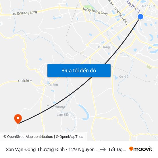Sân Vận Động Thượng Đình - 129 Nguyễn Trãi to Tốt Động map