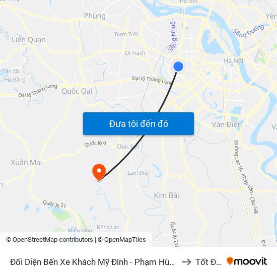 Đối Diện Bến Xe Khách Mỹ Đình - Phạm Hùng (Cột Trước) to Tốt Động map