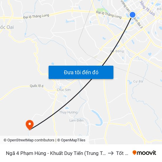 Ngã 4 Phạm Hùng - Khuất Duy Tiến (Trung Tâm Hội Nghị Quốc Gia) to Tốt Động map