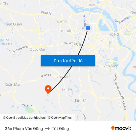 36a Phạm Văn Đồng to Tốt Động map