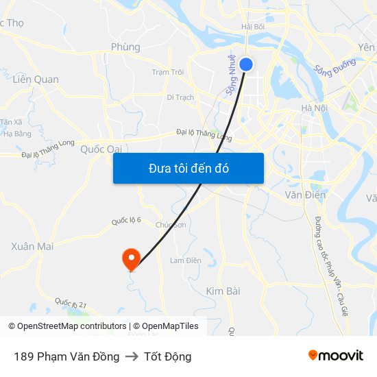 189 Phạm Văn Đồng to Tốt Động map