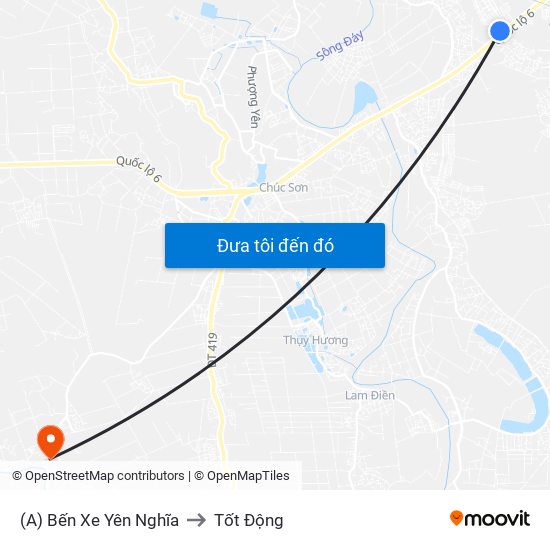 (A) Bến Xe Yên Nghĩa to Tốt Động map