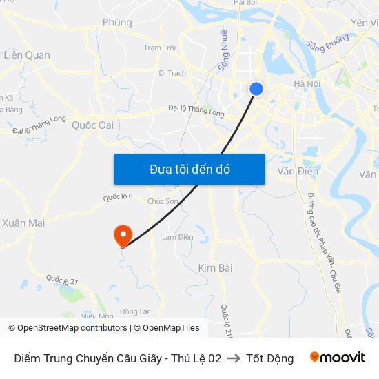 Điểm Trung Chuyển Cầu Giấy - Thủ Lệ 02 to Tốt Động map