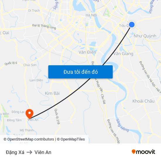 Đặng Xá to Viên An map