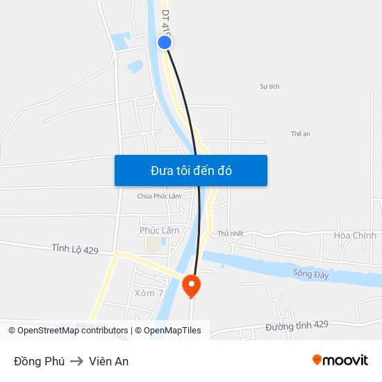 Đồng Phú to Viên An map