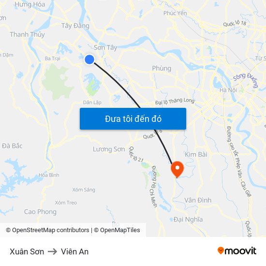 Xuân Sơn to Viên An map