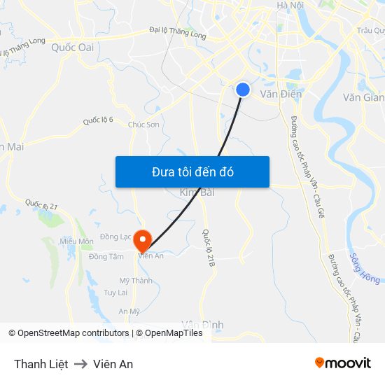 Thanh Liệt to Viên An map