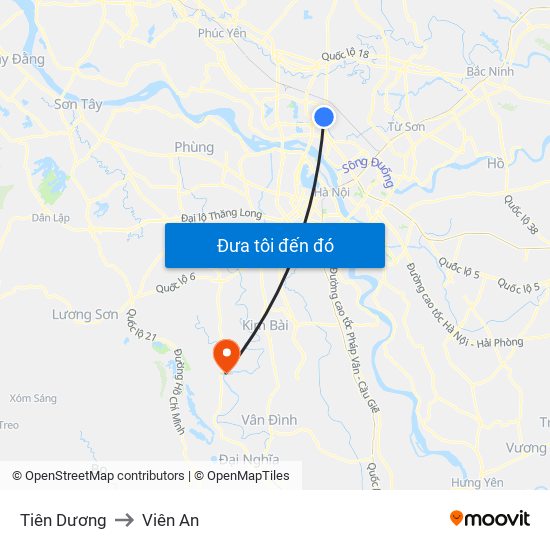 Tiên Dương to Viên An map
