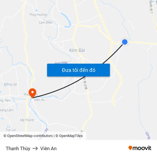 Thanh Thùy to Viên An map