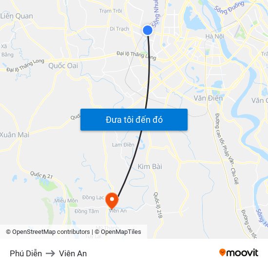 Phú Diễn to Viên An map