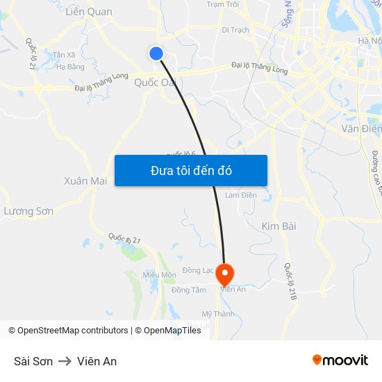 Sài Sơn to Viên An map
