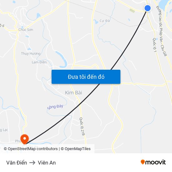 Văn Điển to Viên An map