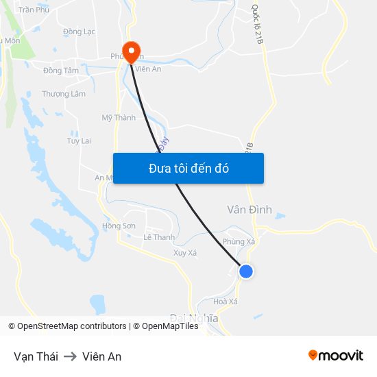 Vạn Thái to Viên An map