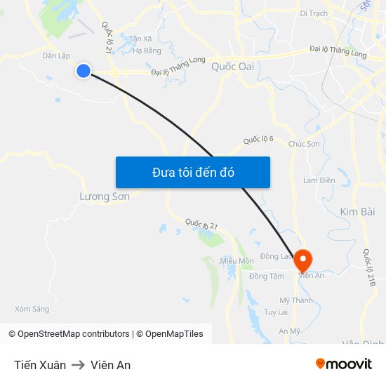 Tiến Xuân to Viên An map
