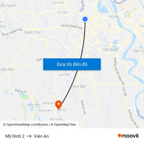 Mỹ Đình 2 to Viên An map