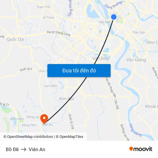 Bồ Đề to Viên An map