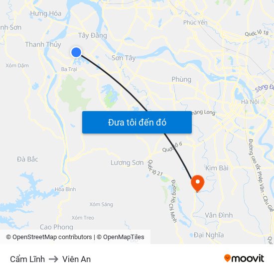 Cẩm Lĩnh to Viên An map