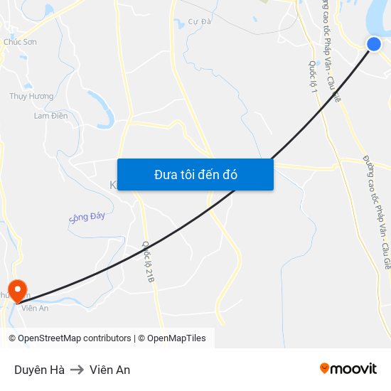 Duyên Hà to Viên An map