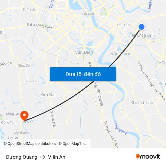 Dương Quang to Viên An map