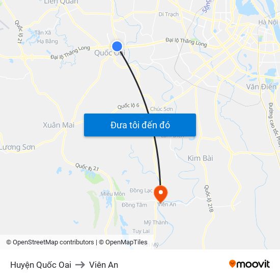 Huyện Quốc Oai to Viên An map