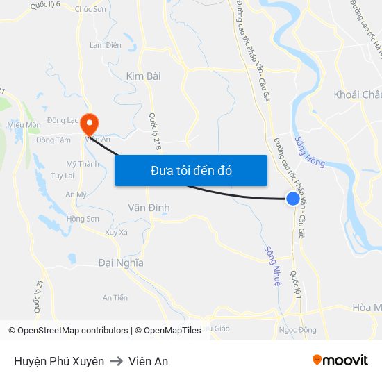 Huyện Phú Xuyên to Viên An map